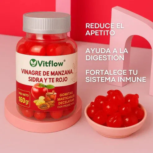Vitflow® – Gomitas Masticables con Vinagre de Manzana, Sidra y Té Rojo