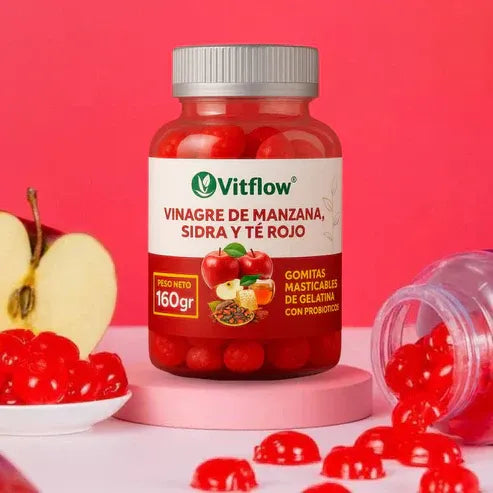Vitflow® – Gomitas Masticables con Vinagre de Manzana, Sidra y Té Rojo