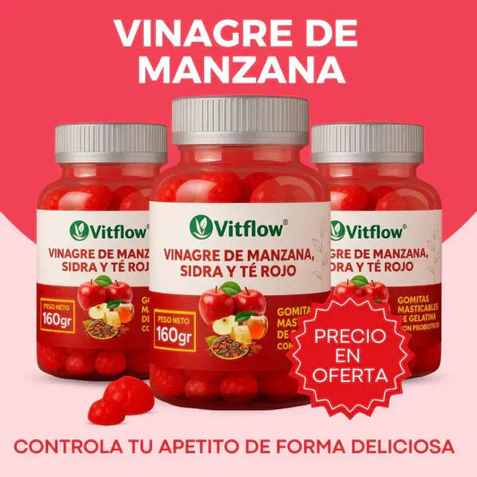Vitflow® – Gomitas Masticables con Vinagre de Manzana, Sidra y Té Rojo